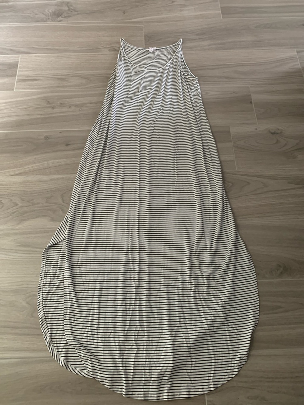 Striped Sleeveless Maxi Dress in White and Black